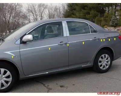 Quality Automotive Accessories 14-Piece Stainless Steel Body Side Molding Accent Trim Toyota Corolla 4-Door Sedan 2009-2013 - AT29112