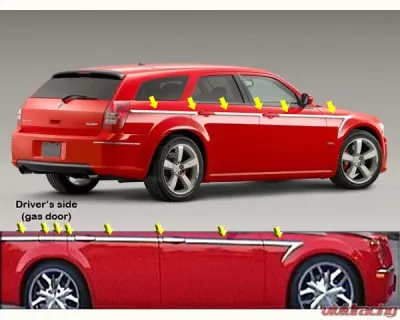 Quality Automotive Accessories 14-Piece Stainless Steel Body Side Molding Accent Trim Dodge Magnum 4-Door Wagon 2005-2008 - AT45920