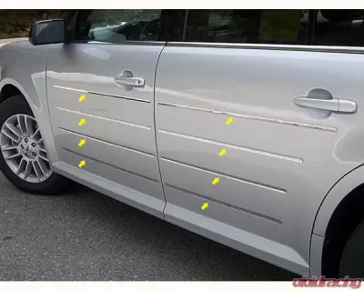 Quality Automotive Accessories 16-Piece Stainless Steel Body Side Molding Accent Trim Ford Flex 4-Door SUV 2009-2019 - AT49340