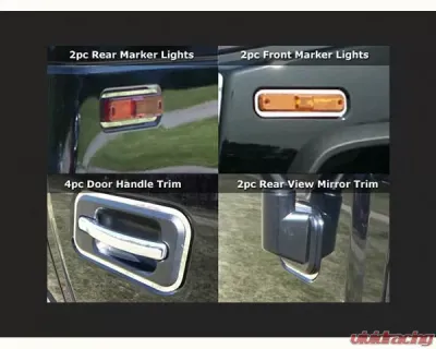 Quality Automotive Accessories 11-Piece Stainless Steel Trim Package Hummer H2 4-Door SUV 2003-2009 - HV43015