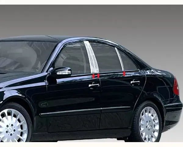 Quality Automotive Accessories 6-Piece Stainless Steel Pillar Post Trim Mercedes E Class 4-Door Sedan 2003-2009 - PP23061