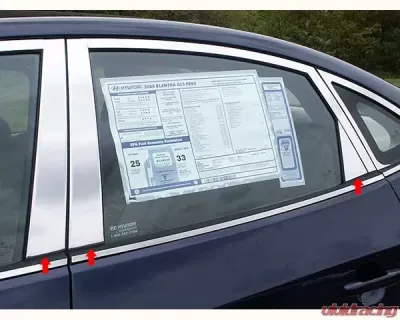 Quality Automotive Accessories 6-Piece Stainless Steel Pillar Post Trim Hyundai Elantra 4-Door Sedan 2007-2010 - PP27341