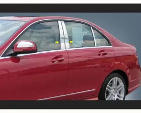 Quality Automotive Accessories 4-Piece Stainless Steel Pillar Post Trim Mercedes C Class 4-Door Sedan 2008-2011