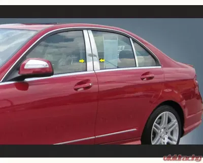 Quality Automotive Accessories 4-Piece Stainless Steel Pillar Post Trim Mercedes C Class 4-Door Sedan 2008-2011 - PP28081