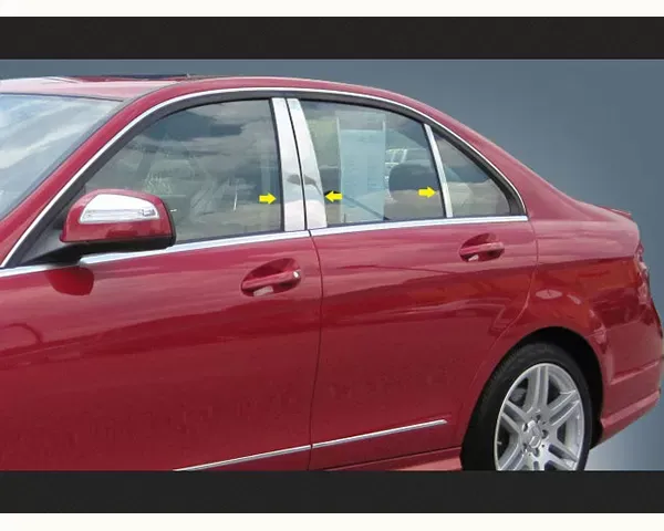 Quality Automotive Accessories 6-Piece Stainless Steel Pillar Post Trim Mercedes C Class 4-Door Sedan 2008-2011 - PP28082