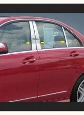 Quality Automotive Accessories 6-Piece Stainless Steel Pillar Post Trim Mercedes C Class 4-Door Sedan 2008-2011                                     - PP28082 - Image 3