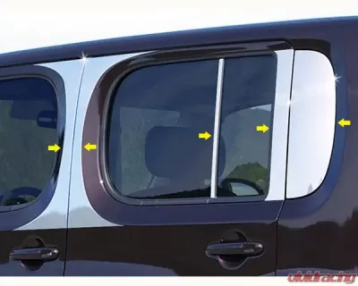 Quality Automotive Accessories 10-Piece Stainless Steel Pillar Post Trim Nissan Cube 4-Door Wagon 2009-2014 - PP29563
