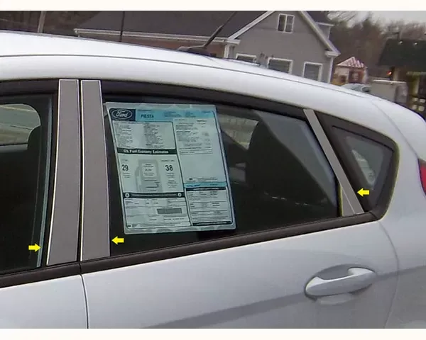 Quality Automotive Accessories 6-Piece Stainless Steel Pillar Post Trim Ford Fiesta 4-Door Sedan 2011-2021 - PP51336