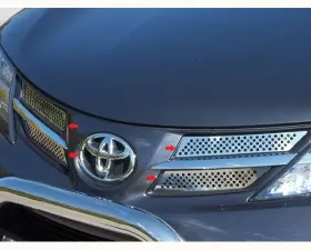 Quality Automotive Accessories 4-Piece Stainless Steel Front Grille Accent Trim Toyota Rav4 4-Door SUV 2013-2015