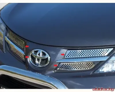 Quality Automotive Accessories 4-Piece Stainless Steel Front Grille Accent Trim Toyota Rav4 4-Door SUV 2013-2015 - SG13180