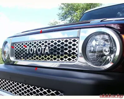 Quality Automotive Accessories 9-Piece Stainless Steel Front Grille Accent Trim Toyota FJ Cruiser 4-Door SUV 2007-2014 - SG27140