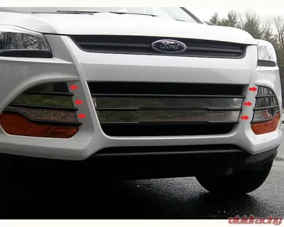 Quality Automotive Accessories 6-Piece Stainless Steel Front Grille Accent Trim Ford Escape 4-Door SUV 2013-2016 - SG53362