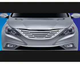 Quality Automotive Accessories 1-Piece Chrome Plated ABS plastic Billet Grille Overlay Hyundai Sonata 4-Door Sedan does not fit Hybrid 2011-2013