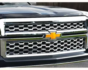 Quality Automotive Accessories 2-Piece Chrome Plated ABS plastic Grill Overlay Chevrolet Silverado 2-Door 4-Door 1500 1WT 2WT LT 2014-2015