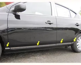 Quality Automotive Accessories 4-Piece Stainless Steel Rocker Panel Trim Lower Kit Nissan Versa 4-Door Sedan 2012-2019