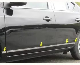 Quality Automotive Accessories 4-Piece Stainless Steel Rocker Panel Trim Upper Kit Nissan Versa 4-Door Sedan 2012-2019