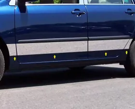 Quality Automotive Accessories 8-Piece Stainless Steel Rocker Panel Trim Upper Kit Toyota Corolla 4-Door Sedan 2003-2008