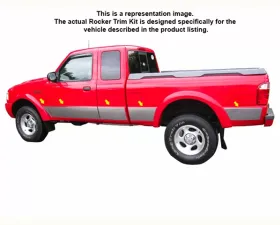 Quality Automotive Accessories 10-Piece Stainless Steel Rocker Panel Trim Full Kit Ford Ranger XLT Extra Cab Short Bed NO Flares 1993-2012