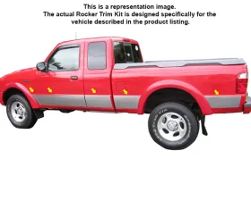 Quality Automotive Accessories 10-Piece Stainless Steel Rocker Panel Trim Full Kit Ford Ranger XLT Long Bed,w/Flares 1993-1997