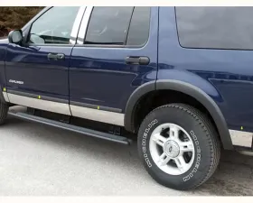 Quality Automotive Accessories 8-Piece Stainless Steel Rocker Panel Trim Full Kit Ford Explorer 4-Door SUV w/Flares 2002-2005