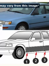 Quality Automotive Accessories 8-Piece Stainless Steel Rocker Panel Trim Full Kit Toyota Corolla 4-Door Sedan 1993-1997                                     - TH95112 - Image 3