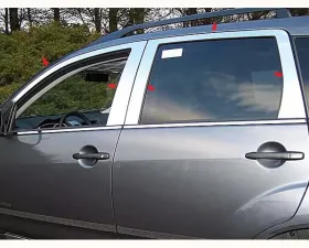 Quality Automotive Accessories 10-Piece Stainless Steel Window Trim Package Mitsubishi Outlander 4-Door SUV 2007-2009