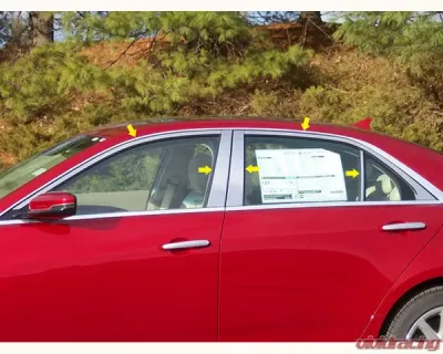Quality Automotive Accessories 10-Piece Stainless Steel Window Trim Package Cadillac CTS 4-Door Sedan 2014-2019 - WP54444