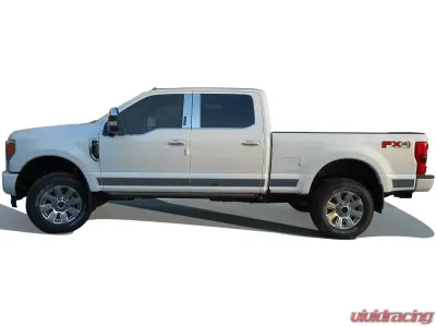 Quality Automotive Accessories 12-Piece Stainless Steel Rocker Panel Trim Upper Kit Ford F-250 & F-350 Super Duty 4-Door Crew Cab 6.75' Bed 2017-2022 - TH57324