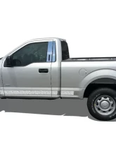 Quality Automotive Accessories 10-Piece Stainless Steel Rocker Panel Trim Upper Kit Ford F-150 2-Door Regular Cab 8.1' Bed 2015-2020                                     - TH55309 - Image 2