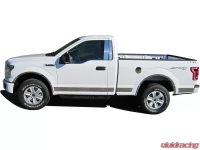 Quality Automotive Accessories 10-Piece Stainless Steel Rocker Panel Trim Upper Kit Ford F-150 2-Door Regular Cab 8.1' Bed 2015-2020 - TH55309