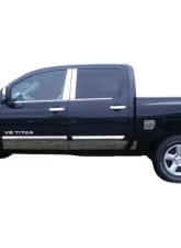Quality Automotive Accessories 10-Piece Stainless Steel Rocker Panel Trim Upper Kit Nissan Titan 4-Door Crew Cab 2004-2015                                     - TH24520 - Image 2