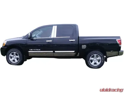 Quality Automotive Accessories 10-Piece Stainless Steel Rocker Panel Trim Upper Kit Nissan Titan 4-Door Crew Cab 2004-2015 - TH24520