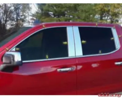 Quality Automotive Accessories 10-Piece Stainless Steel Pillar Post Trim Chevrolet Silverado 4-Door 1500 Crew Cab 2019-2022 - PP59173