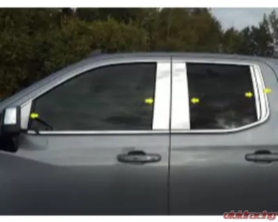 Quality Automotive Accessories 10-Piece Stainless Steel Pillar Post Trim Chevrolet Silverado 4-Door 1500 Double Cab 2019-2022 - PP59177