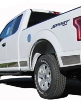 Quality Automotive Accessories 12-Piece Stainless Steel Rocker Panel Trim Upper Kit Ford F-150 4-Door Super Cab 8' bed 2015-2020                                     - TH55313 - Image 2