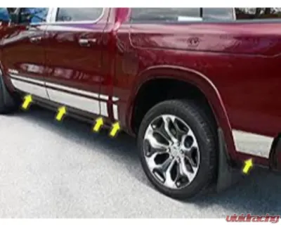 Quality Automotive Accessories 10-Piece Stainless Steel Rocker Panel Trim Upper Kit Ram Trucks Ram 4-Door Crew Cab 1500 5.7' Bed 2019-2022 - TH59935