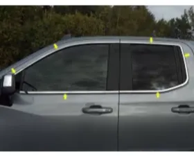 Quality Automotive Accessories 12-Piece Stainless Steel Window Trim Package Chevrolet Silverado 4-Door 1500 Double Cab 2019-2022