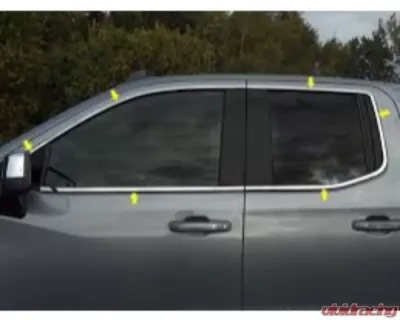 Quality Automotive Accessories 12-Piece Stainless Steel Window Trim Package Chevrolet Silverado 4-Door 1500 Double Cab 2019-2022 - WP59176