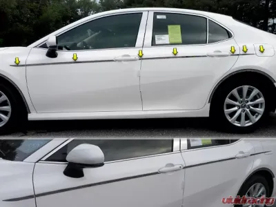 Quality Automotive Accessories 13-Piece Stainless Steel Body Side Molding Accent Trim Toyota Camry 4-Door Sedan 2018-2022 - AT18130