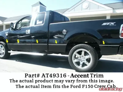 Quality Automotive Accessories 12-Piece Stainless Steel Body Side Molding Accent Trim Ford F-150 4-Door Crew Cab 5?5? bed NO Flares 2009-2014 - AT49316