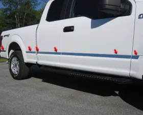Quality Automotive Accessories 12-Piece Stainless Steel Body Molding Insert Trim Kit Ford F-150 4-Door Super Cab 6.5' bed 2015-2020