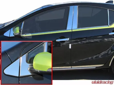 Quality Automotive Accessories 12-Piece Stainless Steel Pillar Post Trim Toyota Prius C 4-Door Hatchback 2012-2019 - PP12709