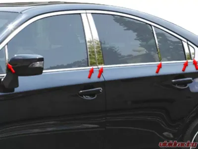 Quality Automotive Accessories 12-Piece Stainless Steel Pillar Post Trim Subaru Legacy 4-Door Sedan 2015-2019 - PP15449