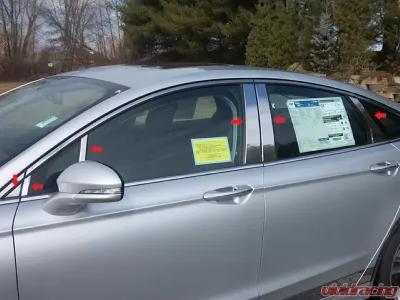 Quality Automotive Accessories 12-Piece Stainless Steel Pillar Post Trim Ford Fusion 4-Door Sedan 2013-2020 - PP53395