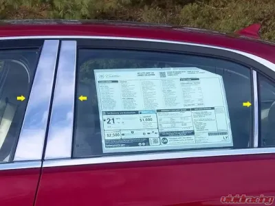 Quality Automotive Accessories 6-Piece Stainless Steel Pillar Post Trim Cadillac CTS 4-Door Sedan 2014-2019 - PP54445