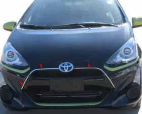 Quality Automotive Accessories 3-Piece Stainless Steel Front Grille Accent Trim Toyota Prius C 4-Door Hatchback 2012-2017