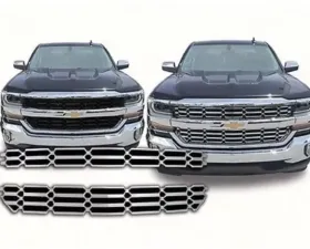 Quality Automotive Accessories 2-Piece Chrome Plated ABS plastic Grill Overlay Chevrolet Silverado 2-Door 4-Door LS LT only 2016-2018