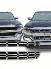 Quality Automotive Accessories 2-Piece Chrome Plated ABS plastic Grill Overlay Chevrolet Silverado 2-Door 4-Door LS LT only 2016-2018                                     - SGC56184 - Image 3