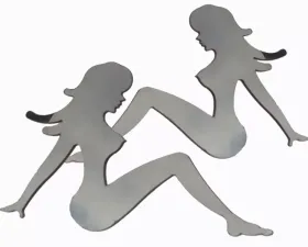 Quality Automotive Accessories 2-Piece Stainless Steel Trucker Girl Universal Decal Fits ALL