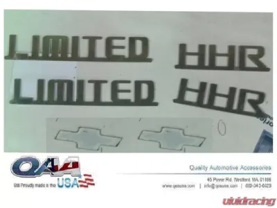 Quality Automotive Accessories 6-Piece Stainless Steel "HHR LIMITED" Logo Decal with bowtie Emblem Chevrolet HHR 4-Door Wagon 2006-2011 - SGR46140